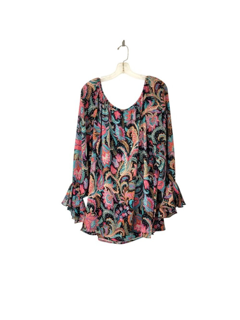 Linea By Louis DellOlio Paisley Print Long Sleeve Blouse 1X Polyester Multi-Colo - Picture 7 of 8